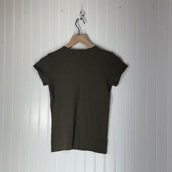 Vintage Abercrombie Olive Green Baby Tee XL Y2K Grunge Ribbed Crop Top NWT - Picture 3 of 9